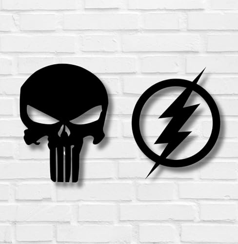 Image of TWIGGY Superhero 6mm MDF Wooden Wall Decor Set for Home, Office, or Gaming Room, Gift, Anime (pack of 2 | The Flash,Punisher)