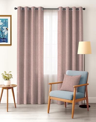 Image of Casableu Twillbone Digital Print 85% Blackout Curtains for Door /Window, Thermal Insulated, Tie Back, Wider Width 50 in, Eyelet Curtains for Living Room /Bedroom (M Pink 7 ft Set of 2)