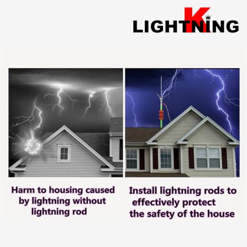 Image of Lighting Arrester for Home and Building Protection - Advanced Surge Protection - 5 Spikes | Pure Copper | 12 mm Dia | 1101 mm / 43 in Length | Base Plate 8.5x8.5 cm