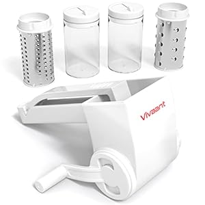 Vivaant Professional-Grade Rotary Grater – 2 Stainless Steel Drums – Grate Or Shred Hard Cheeses, Chocolate, Nuts, and More – Award-Winning Design and Heavy-Duty Build Quality Lasts A Lifetime!