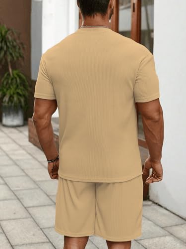 SHIENZY Men's Casual Solid Printed Night Suit Co-Ord Set || T-Shirt and Shorts Nightwear Set || Sleepwear/Loungewear for Regular Wear (1524SHZ_CRM_XL) - Image 4 thumbnail
