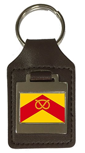 Porte-clés en cuir gravé Staffordshire avec blason drapeau anglais