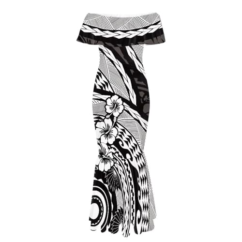 Image of Polynesian Dresses for Women Off Shoulder Maxi Dress Puletasi Samoan Dresses S-7XL
