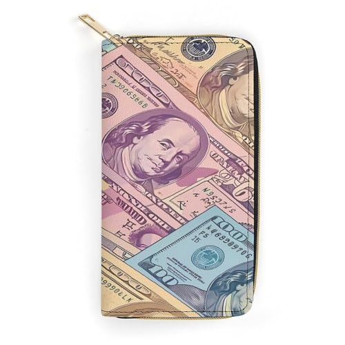 American Money Colorful Bill Dollars Wristlet Wallets for Men Women Leather Purse Clutch Cute Card Holder
