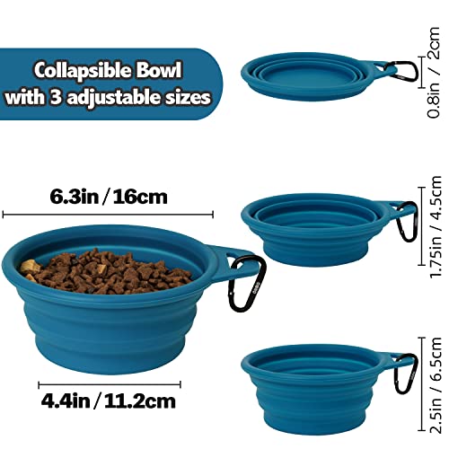 OHMO Collapsible Dog Bowl, Large 800ml, Portable Water Bowl with Carabiner for Medium to Large Pets, Sturdy Foldable Food Bowl Great for Indoor Outdoor Water Dog Travel (Peacock Blue) - Image 3
