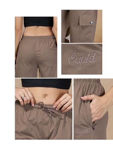 Image of CUPID Women Smart Slim Fit Easy Wash Cotton Cargo Pants