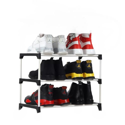 Image of Shoe Rack with Shelf | Foldable Plastic Shoe Rack with Shelves for Bedroom, Entryway & Living Room | Multipurpose Footwear Stand for Home (3 Layer) Storage Organizer Cabinet 3-Tier