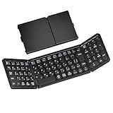 Omikamo キーボード Bluetooth 折り畳み式 ワイヤレス JIS標準日本語配列 丸型 可愛い テンキー付き フルサイズ 小型 左右Shiftキー/L型Enterキー搭載 ipad iOS/Windows/Mac対応 3台デバイス対応 パンタグラフ コンパクト Type-C充電式 スマホ用キーボード タブレット パソコン 静音 軽量 日本語説明書付(黒)