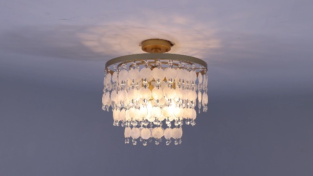 chicchi　ペンダントライト TOCHIC Modern Capiz Shell Chandelier, Boho Coastal Beach