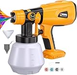 DTEZTECH Paint Sprayer for Dewalt 20V Battery(Battery Not Included), 200W HVLP Cordless Handheld Spray Gun Brushless Motor, with Copper Nozzle, Adjustable Flow for Walls, Fences, Furniture, Cabinets