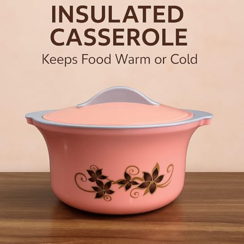 Image of Premium Insulated Casserole Hot Pot for Kitchen | Double Wall Hot Box for Chapati, Curry & Food Storage | Elegant Floral Design Casserole | Keeps Food Hot for Hours |