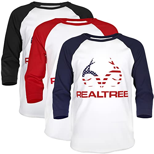 Realtree USA Shirt Boys - Tshirt American Flag Patriotic Boys Graphic T-Shirts (US, Alpha, Small, Regular, Black, Navy, Red)