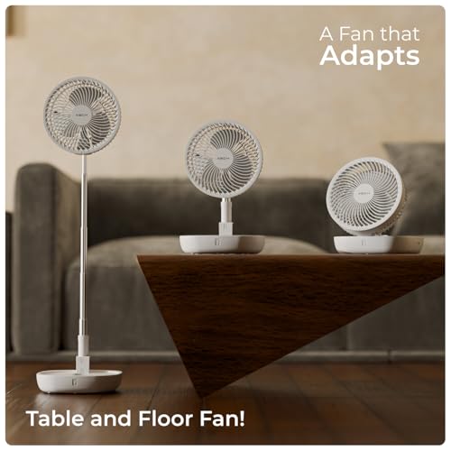Image of Xech Rechargeable Table Fan with Adjustable Height USB-C Charging Stand & Floor Fans 200mm Aerodynamic Blades Mini Fan Desk Kitchen Bedroom Summer Gadget (Air Storm 2)
