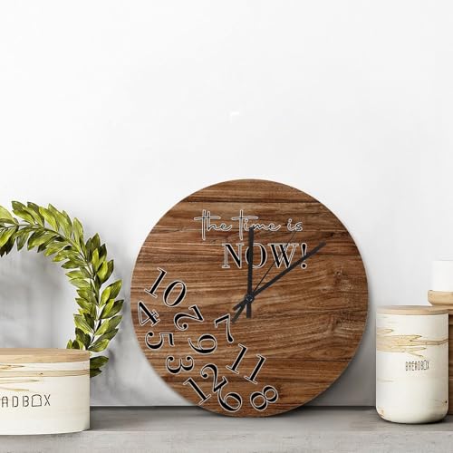 Horloge murale rustique en bois de grange 38cm silencieuse pour salon - 5