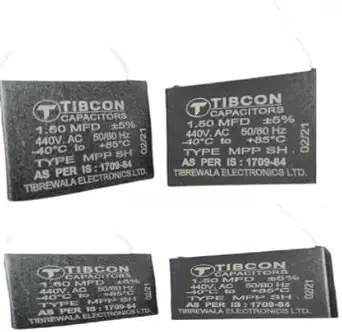 M&M HARIS 1.5 uf/MFD 440V Tibcon Capacitor for Wall Fan/Table Fan Capacitor (Pack of 4)