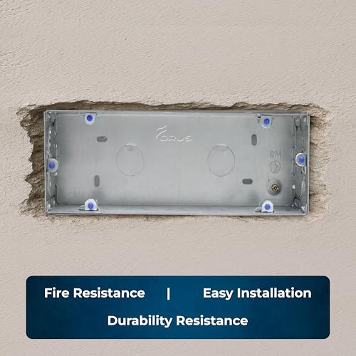 Image of Forus Concealed GI Sheet Metal Modular Box 8 Module, Excellent Quality Rustproof Galvanized Iron Heavy Duty Flush Mounting Electrical Junction Box, 18 Gauge thick 9x3 Inch Junction Box-2PC