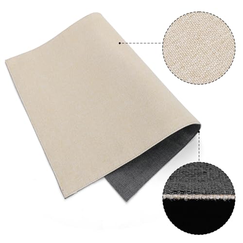 Banchif Platzsets Leinenimitat Tischsets Abwaschbar Tischsets Doppelseitigen Platzsets Stoff Platzdecken maschinenwaschbar 30 x 45 cm (Grau-Beige, Rechteckig Satz von 4)