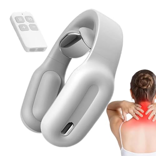 Masajeador de cuello portátil con calor, masajeador de cuello portátil inteligente para alivio del cuello, masajeador de cuello inteligente inalámbrico con calor y 3 modos, 15 niveles para uso