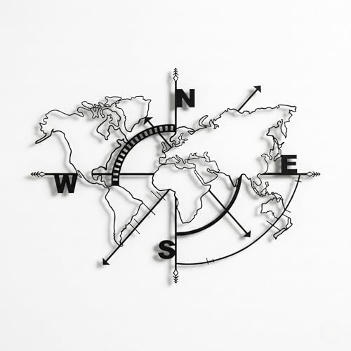 DEKADRON Compass Metal World Map