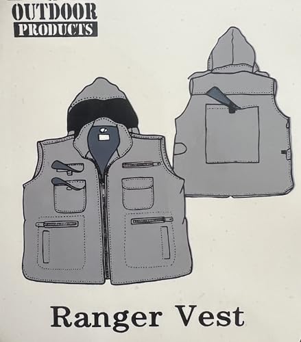 Khaki 9 pocket Ranger Utility, Tactical, Hunting, Fishing, Vest with optional hood - 100% Cotton. Sz XLarge2