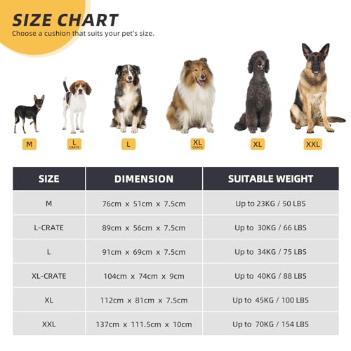 Pet's Playground Orthopädisches Hundebett | Hundematratze | Hundeboxmatte | Hundebox | Hundebett | Hundebett mittel | Hundebett XL Hundebett waschbar | Hundebett für Hundebox | Hundematratze für