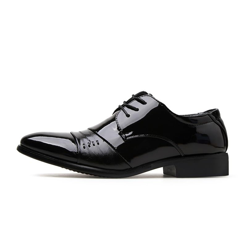 Formal Shoes Dress Oxford for Men Lace Up Round Toe Vegan Leather Patchwork Derby Shoes Block Heel Slip Resistant Rubber Sole Low Top Anti-Slip Party2