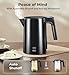 Electric Kettle, 1.0L 1200W Fast Heat with Auto Shut-Off, Boil-Dry Proof, 7 Temperature Control Teapot, Double Wall Stainless Steel Water Boiler Heater, 4H Keep Warm, Cool Touch Coffee Tea Pot, Black