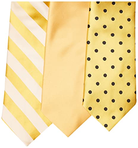 Stacy Adams Mens 3 Pack Satin Solid Striped Dots With Pocket Squares Necktie, Gold, One Size Us #TOP1