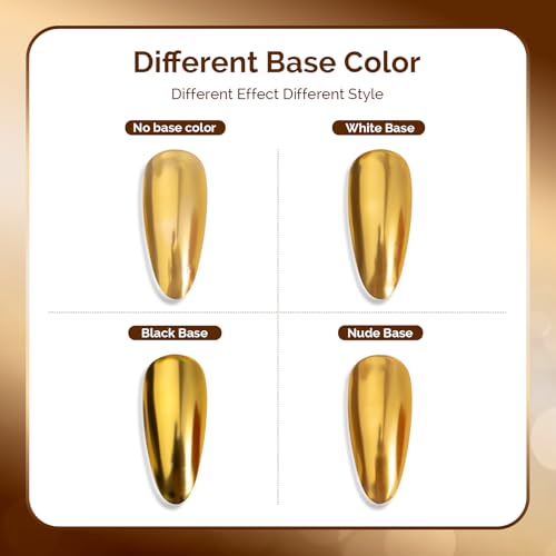 Image of MelodySusie Gold Chrome Nail Powder for Gel Nails,Metallic Mirror Effect Pigment Stylish and Technological Fine Glitter for Home DIY Salon Use