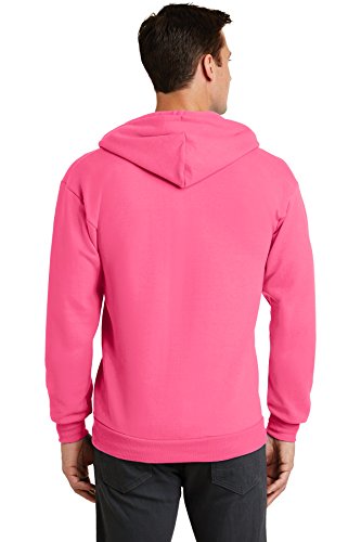 Port & Company - Core Fleece Full-Zip Hooded Sweatshirt L Neon Pink2