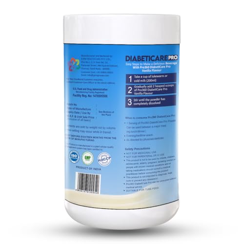 Image of Pro360 DiabetiCare Pro Nutritional Diabetic Protein Food Supplement Powder to Manage Diabetes and Blood Glucose for Adults - 200gm Jar (Vanilla)