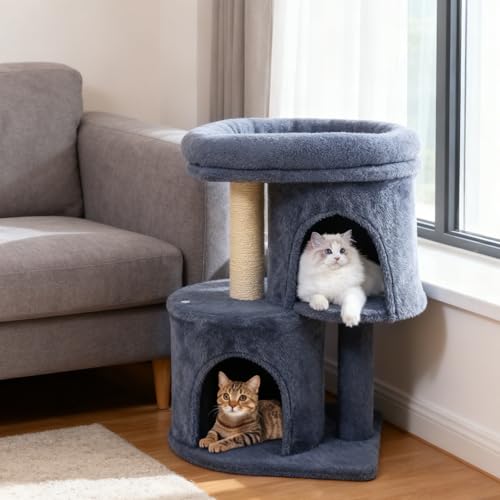 Árbol para gatos pequeño indoor 26 pulg con postes rascadores miniatura 2