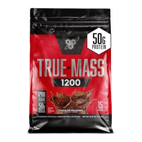 BSN TRUE-MASS Weight Gainer, Muscle Mass Gainer Protein Powder, Chocolate Milkshake, 10.38 Pound (Package May Vary) Cover