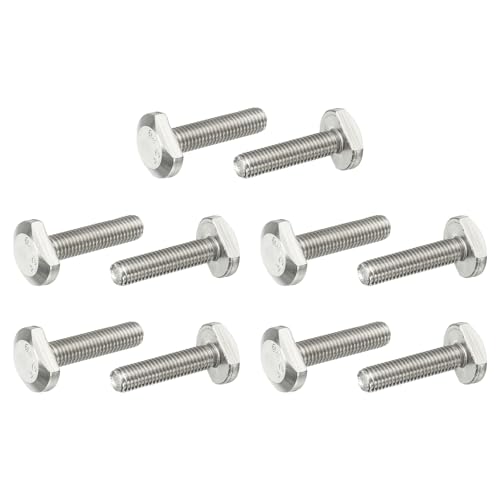 Image of PATIKIL M8 x 35 mm T Slot Bolts, 10 Pcs 304 Stainless Steel Drop-in Bolt T Shape Stud Sliding Screw Metric Thread Hammer Head Bolt for T Track, Silver