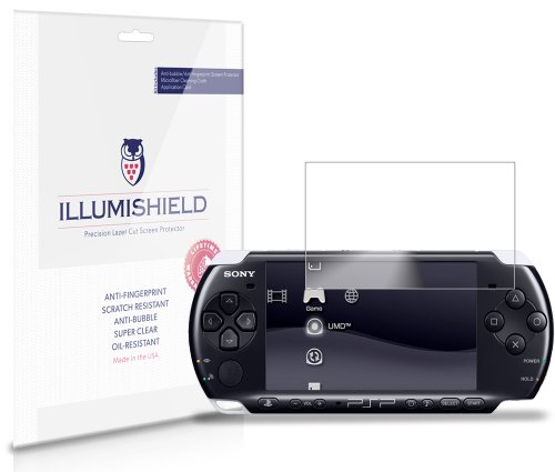 iLLumiShield Screen Protector Compatible with Sony PSP 2000 (PSP-2000)(3-Pack) Clear HD Shield Anti-Bubble and Anti-Fingerprint PET Film