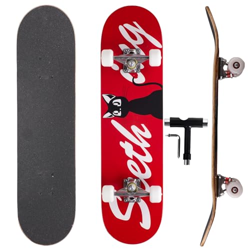Image of Cartoon Professional Double Kick Skateboard, 31 inch Maple Deck, ABEC-9 Bearings, 95A PU Wheels
