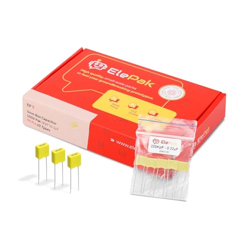 Image of 5mm Box Capacitor, 50 Pcs, 1KpF to 1F, Yellow | 5% Tolerance, High Stability, Low ESR, 100 Volts, Ideal for Audio, Power, Timing Circuits