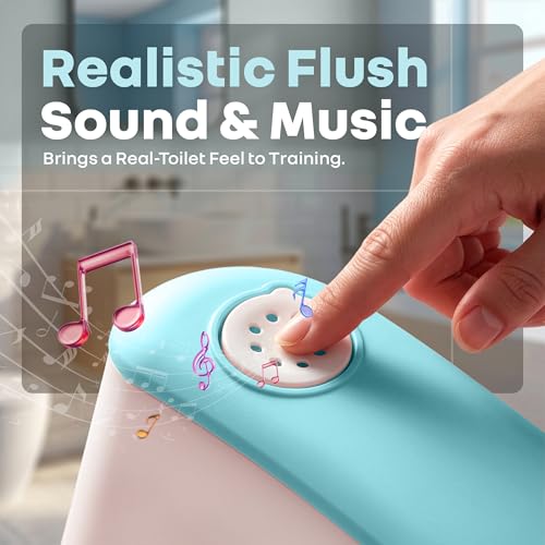Image of R for Rabbit Little GrownUp Tunes Baby Potty Training Seat with Music, Soft Cushion & Ergonomic Backrest Tissue Storage for Kids | Toilet Seat Weight Up to 50 kg, 1 to 7 Years (Blue White)