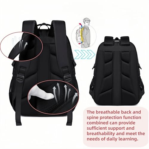Laptop Backpack For Teen Boys Girls Durable Bookbag Middle High School Bag Women Men Waterproof Travel Daypack (BLack) - Image 4