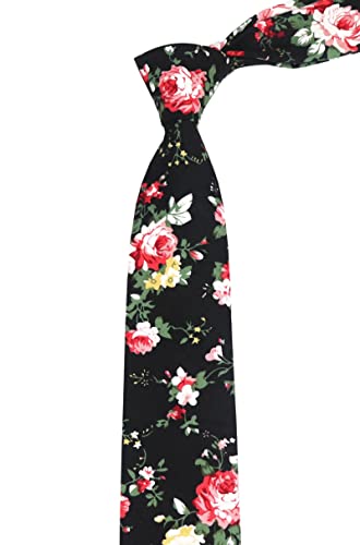 Image of Elfeves Men's Skinny Solid Color Tie Causal Cotton Linen Narrow Slim cut Necktie