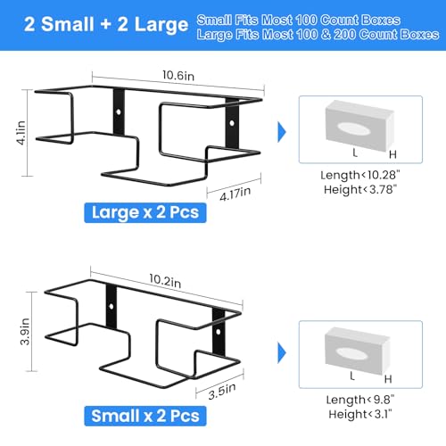 Image of THYGIFTREE Glove Box Holder Wall Mount Dispenser, 4 Pack Metal Rack for Disposable Nitrile, Latex & Vinyl Gloves, Fits 100 & 200 Count Boxes for Kitchen, Garage, Lab, Black