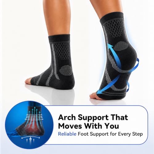 Image of 3 Pairs Neuropathy Socks for Women & Men, Toeless Compression Socks | 20-30 mmHg Compression for Neuropathy, Plantar Fasciitis, Achilles Tendonitis Relief - Ankle Socks for Arch Support