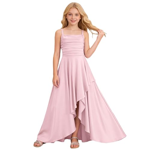 Générique Robe De Cérémonie Fille Bretelles Cintrée Taille Irrégulière Ourlet Superposé Volants 6-14 Ans Fête Rassemblement Costume Dress Ado Robes 13...