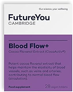 Blood Flow+ CocoActiv, High Strength Cocoa Flavanol Extract CocoActiv - Vegan Suitable Supplement - Maintains Blood Vessel Elasticity - 28 Day Supply - Developed by FutureYou Cambridge, UK