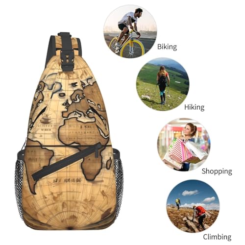 Mochila bandolera MyPiky con estampado de mapa antiguo miniatura 6