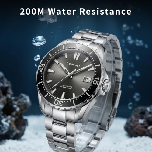Image of TOPHILL Men Watches Automatic Mechanical Watches - Dive, GMT, Chronograph & Dress Styles | 316L Stainless Steel, Sapphire Crystal, Ceramic Bezel | 5ATM-300M Waterproof with Super Luminous | Classic Business & Sport Casual