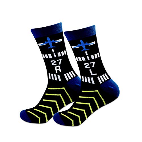 MBMSO Pilot Gifts 2 Pairs Pilot Socks Aviation Gifts Left Rudder Right Rudder Socks Aviation Themed Socks Gifts(2 Pairs 27 LR)