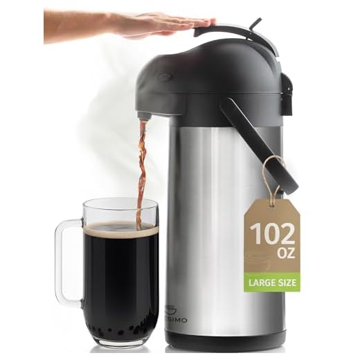 Cresimo 101 Oz (3L) Airpot Thermal Coffee Carafe and Coffee Server/Lever Action/Stainless Steel Insulated Flask / 12 Hour Heat Retention / 24 Hour Cold Retention (Airpot)