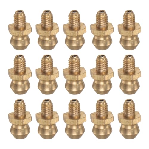 Image of HARFINGTON 15pcs Brass Straight Grease Fitting M4x0.7mm Metric Thread Hydraulic Grease Nipple Accessories for Car