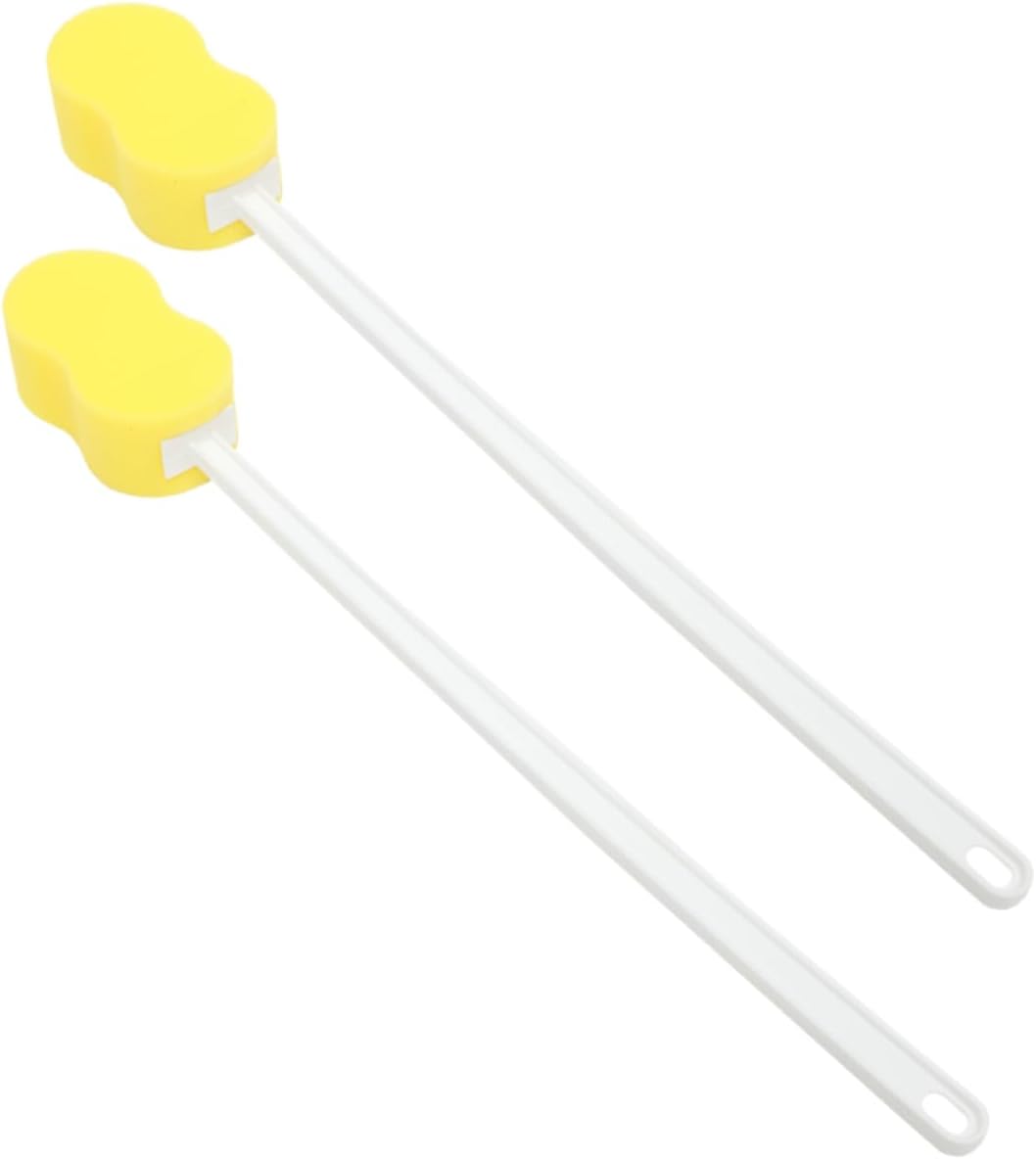 2pcs Long Handle Back Scrubber for Shower Lightweight Exfoliating Body Brush with Comfortable Grip Gentle Sensitive Skin Bath Sponge for Men and Women